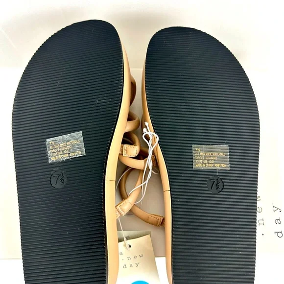 Taupe/Beige A New Day 1 1/2” Platform Strappy Sandals Contoured Footbed - Picture 4 of 7